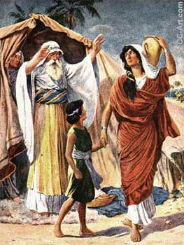 Abraham forces Hagar and Ishmael out of the family